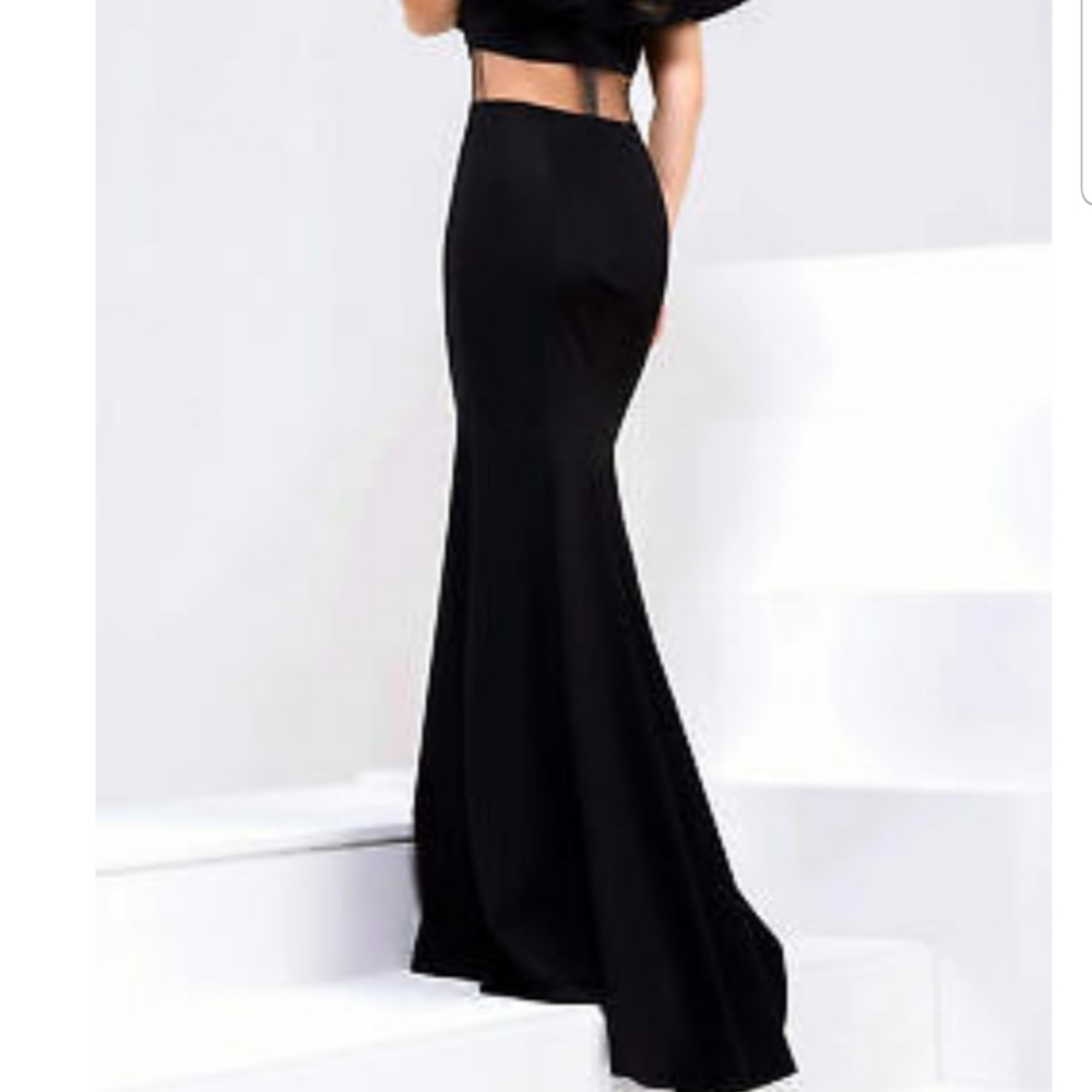 Jovani new #49926 Black Scuba Off Shoulder Ruffle - Picture 3 of 8